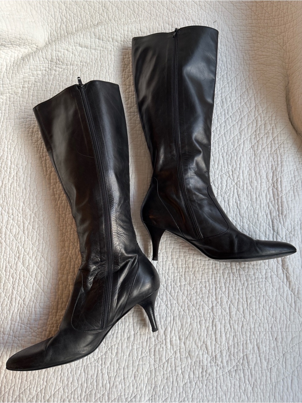 J Crew Classic Black Leather Knee-High Women's Boots